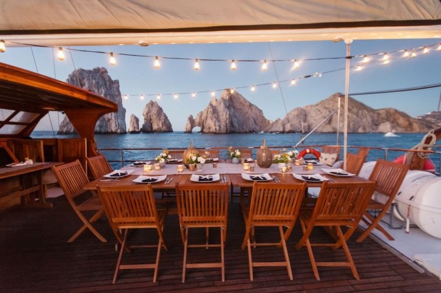 Visit Cabo San Lucas Luxury Sunset Cruise with Drinks and Dinner in Los Cabos, Mexico