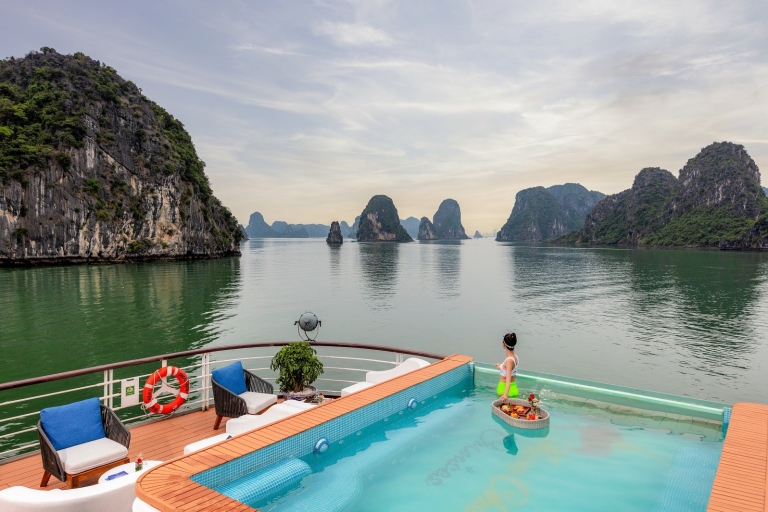 From Hanoi: Overnight Ha Long Bay Cruise w/ Meals & Transfer Cruise with Balcony Suite