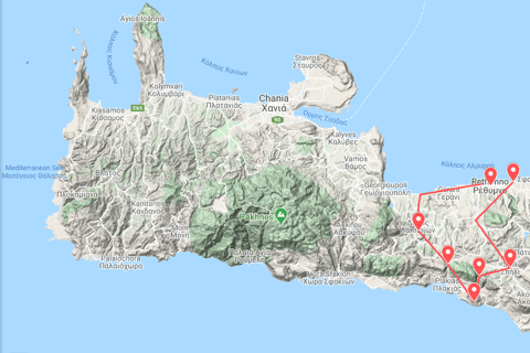 Segredos do oeste de Creta e excursão particular a Rethymno saindo de ChaniaVeículo Premium com 3 assentos