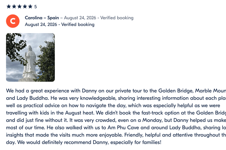 Da Nang/Hoi An: Golden Bridge, Lady Buddha & Marble Mountain Private Group Tour with Licensed English-Speaking Guide