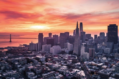 San Francisco: stadstour bij zonsondergang met vintage zijspan