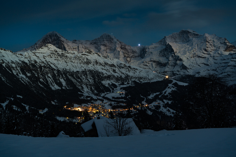 Desde Interlaken: Trineo nocturno con cena de fondue de queso