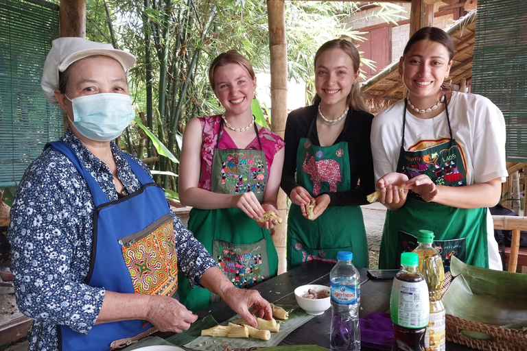 Luang Prabang: Bamboo Experience &amp; Kuang Si Falls TourBamboo weaving &amp; Cookig class w/ Kuang Si Falls Private Tour