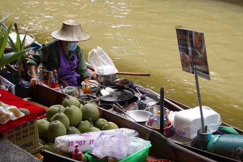 Au départ de Bangkok : Visite guidée d'une journée au marché flottant et à AyutthayaTransfert aller simple à l'hôtel