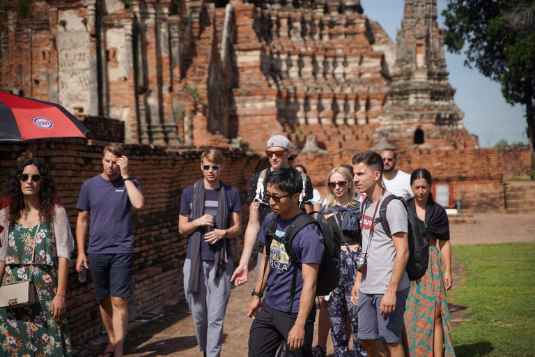 Från Bangkok: Dagstur med guidning till den flytande marknaden och AyutthayaEn enkel upphämtning på hotellet