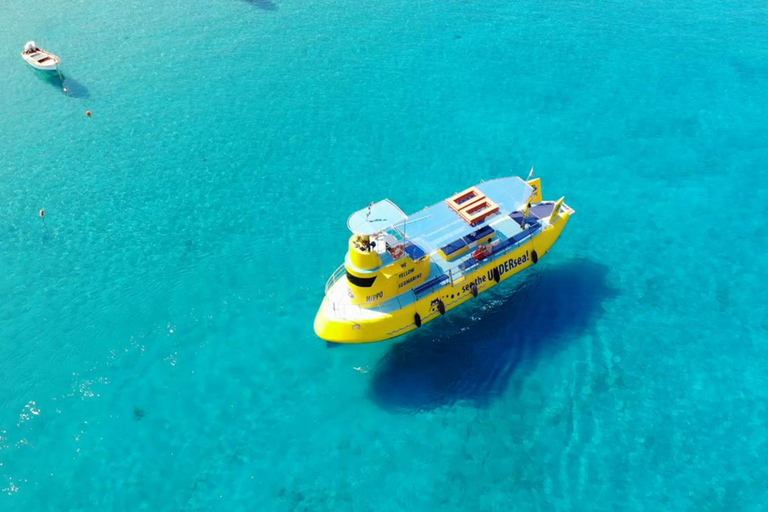 Lindos: crociera sottomarina con sosta bagno nella baia di NavaroneLindos: Crociera sottomarina dalla spiaggia di Pallas