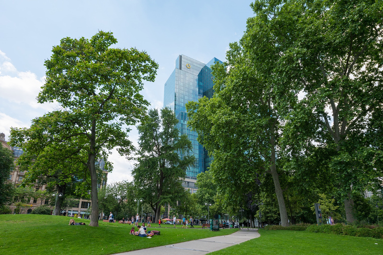 Begeleide wandeling tussen palmbomen en skylineMini-expeditie door de stadsjungle van Frankfurt