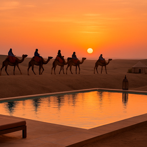 Marrakech:Agafay Desert Sunset Camel Ride with Dinner & Pool