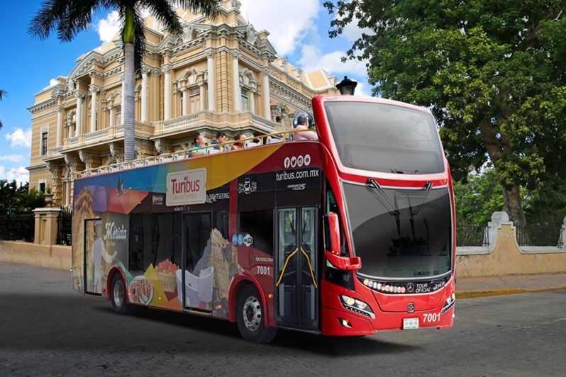 Mérida: Panoramische Sightseeingtour Bus Ticket met 2 Routes