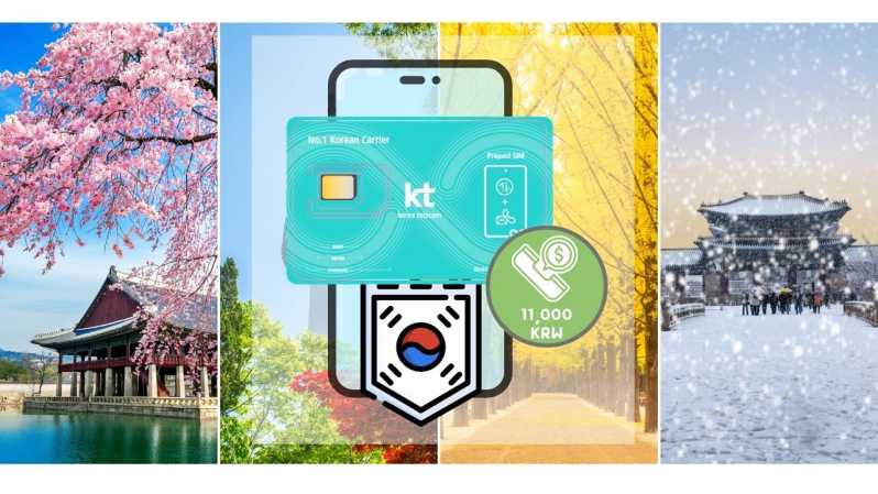 Корея: перезаряжаемая предоплаченная SIM-карта для встречи в аэропорту