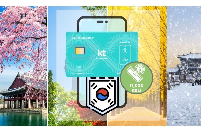 Korea: ładowalna przedpłacona karta SIM do odbioru z lotniskaSeul: ładowana przedpłacona karta SIM do odbioru z lotniska ICN