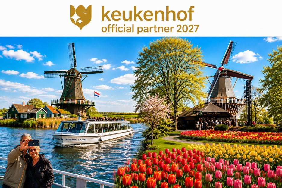 Amsterdam: Keukenhof-Tour + Windmühlen-Bootsfahrt mit flexibler Rückfahrt
