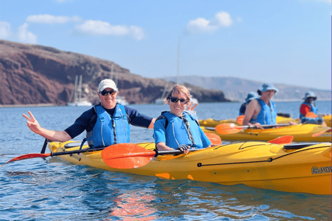 Santorini: Sea Caves Kayak Trip with Snorkeling and Picnic