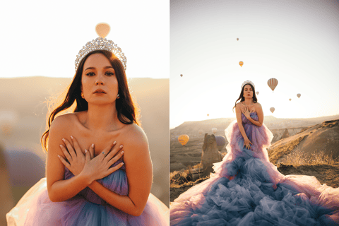 Capadocia: Sesión fotográfica al amanecer con vestidos voladores