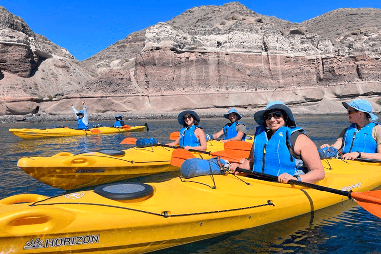 Santorini: Sea Caves Kayak Trip with Snorkeling and Picnic