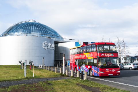 Reykjavík: Hoppa på och hoppa av bussen och inträdesbiljett till Perlan-museet