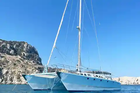 Rhodes: Catamaran Cruise with Meal, Snacks & Swim Stops