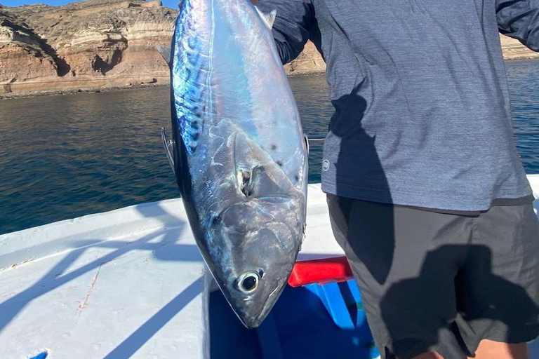 Santorini: Excursión privada en barco de pesca en alta mar al atardecerSantorini: Excursión privada en barco de pesca de altura