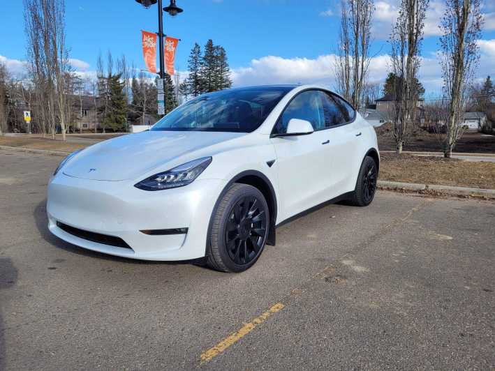 From Calgary Airport: Private Transfer to Banff by Tesla