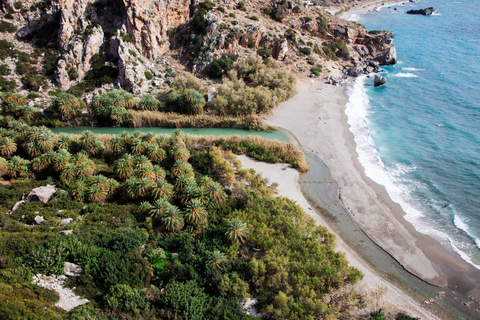 De Herakleion: viagem de um dia à praia de Preveli e KourtaliotikoTour com coleta de Malia, Chersonissos e Stalis