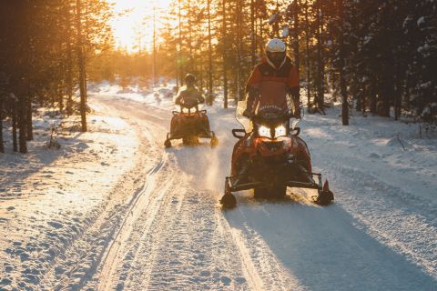Ylläs: tour in motoslitta al villaggio di neve artica e snack