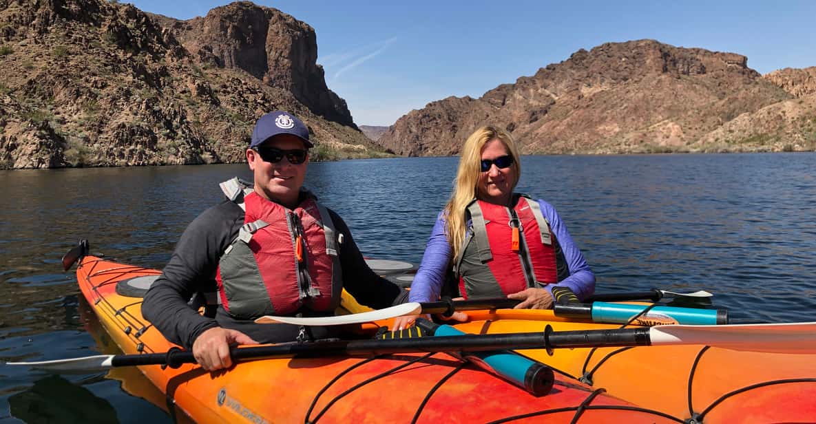 Full-day Black Canyon kayak tour group on the Colorado River below Hoover Dam