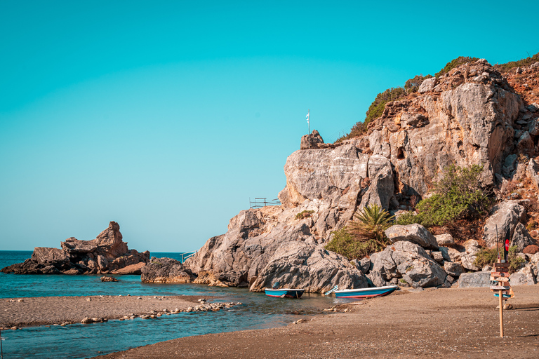 De Herakleion: viagem de um dia à praia de Preveli e KourtaliotikoTour com coleta de Malia, Chersonissos e Stalis