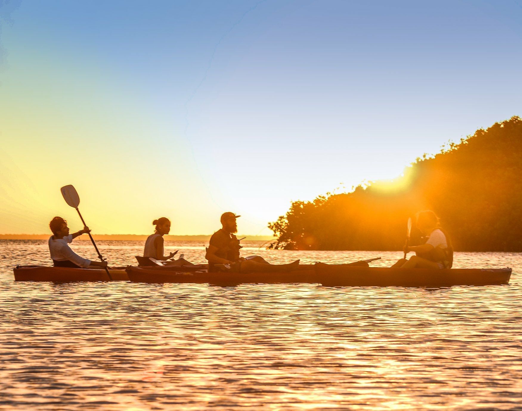 Cancún: Kajakabenteuer am Morgen oder bei Sonnenuntergang in der Nichupte-Lagune