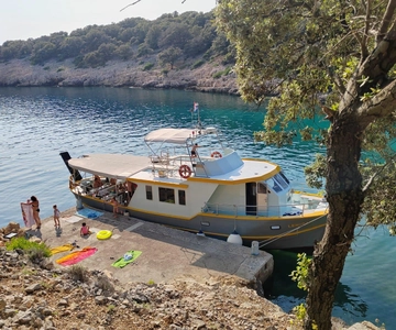 Punat-Krk, kryssning och bad vid Golden Beach och Blue Cave.