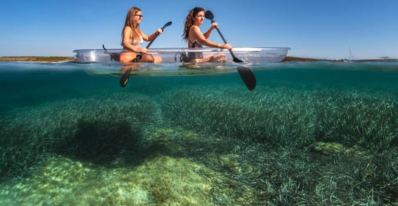 Pula: Clear Kayak Tour to Canyon, Island Cliffs & small Cave