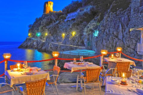 Amalfi Coast Moonlight Cruise and Candlelit Dinner