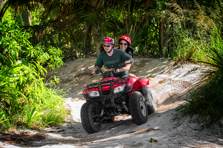 Ab Cancún: ATV Jungle Trail Adventure und Beach ClubDschungel-Trail-Abenteuer im Doppel-Quad mit Zugang zum Beach Club