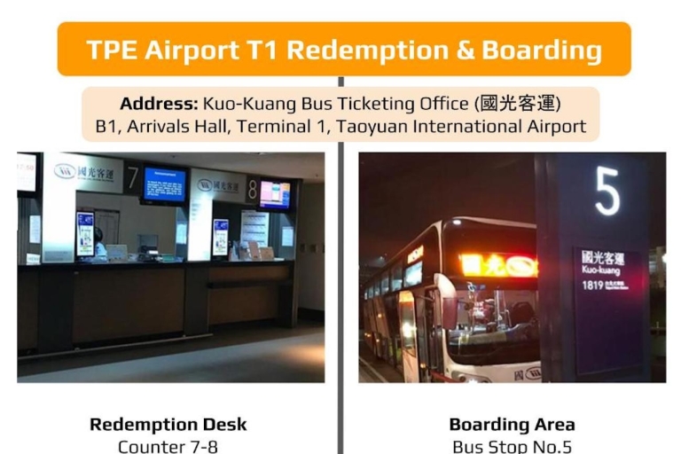 TPE Airport-Taipei City: Shared Bus Return Transfer Departure from Taoyuan Airport (TPE) T1/ T2
