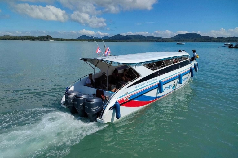 Phuket: Transfer łodzią motorową do Ao Nang lub Railay przez Ko YaoTransfer prywatną łodzią motorową z Railay do Phuket