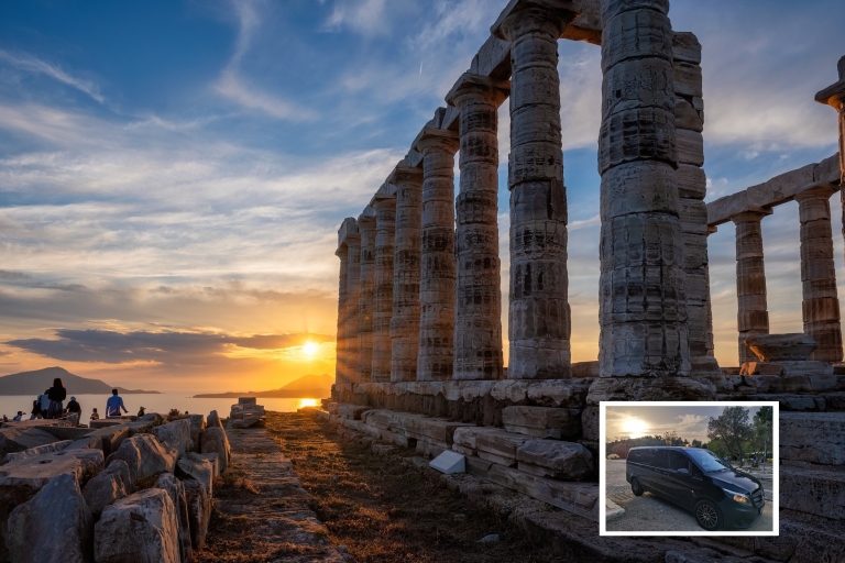 Athens: Private Tour to Cape Sounion & Vouliagmeni Lake Pickup and/or drop off at any address in the specified area
