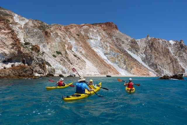 Visit Milos Guided Kayaking Trip with Snorkelling & Lunch in Adamantas, Milos