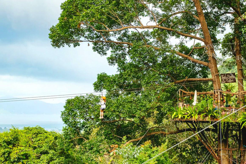Ko Samui: Tree Bridge Jungle Zipline and Waterfall Adventure Tour Starting at 11.30 w/ Extended Pickup and Drop-off Area