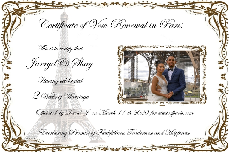 Paris: Wedding Vows Renewal Personal Photo Shoot
