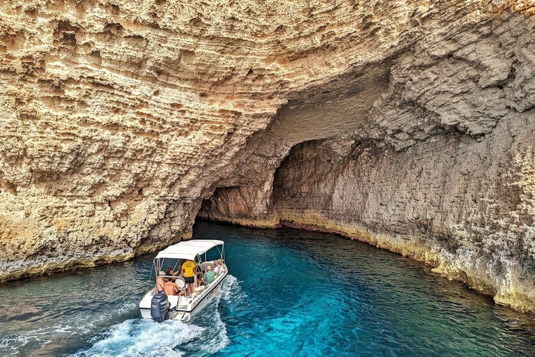 Gozo: Private Boat to Comino’s Lagoons, Swim Stops & Caves 2hr Private Trip to Comino’s Lagoons, swim stops + caves