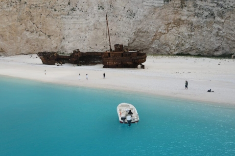 Porto Vromi: Navagio Beach & Blue Caves Private Boat Tour Pickup at Meeting Point Location