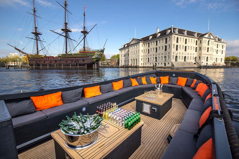 Amsterdam: Open Boat Cruise with Unlimited Drinks Option Rijksmuseum Meeting Point without Drinks