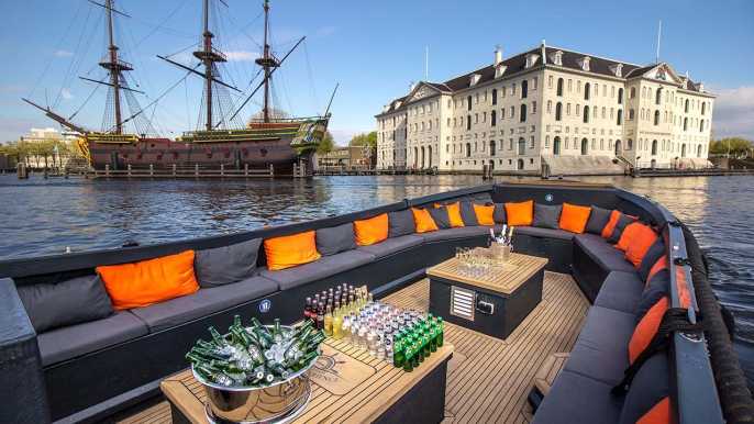 Amsterdam: Open Boat Canal Cruise with Onboard Bar