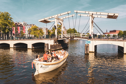 Amsterdam: Open Boat Cruise mit unbegrenzter GetränkeoptionTreffpunkt Anne Frank Haus ohne Getränke