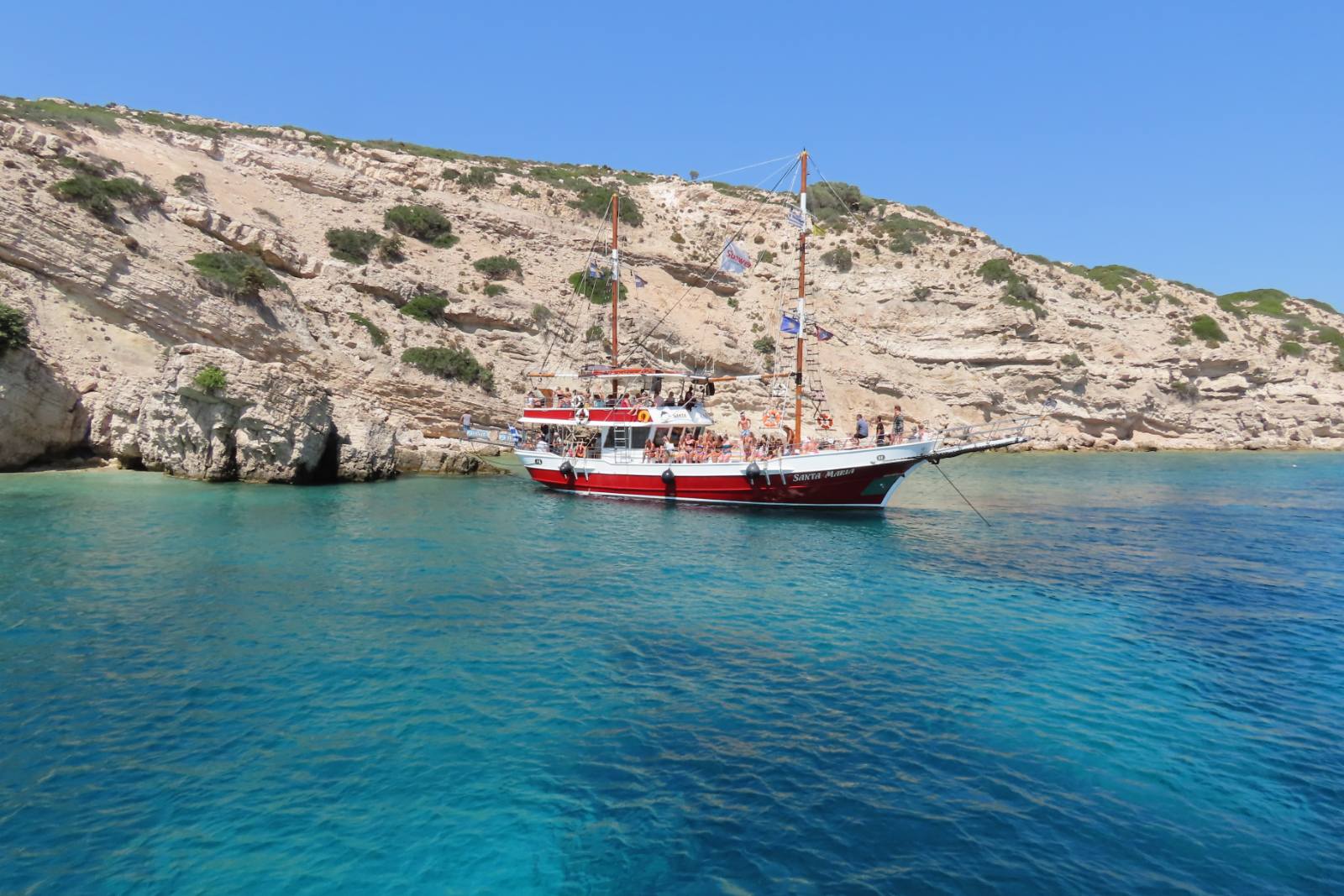 Kos: 3-Insel-Kreuzfahrt mit Mittagessen, Schwimmen und Audioguide