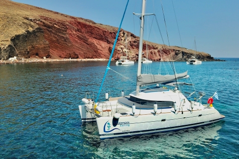 Santorini: Private Catamaran Excursion with Food and Drinks Private Catamaran Excursion with Food & Drinks - Sunset