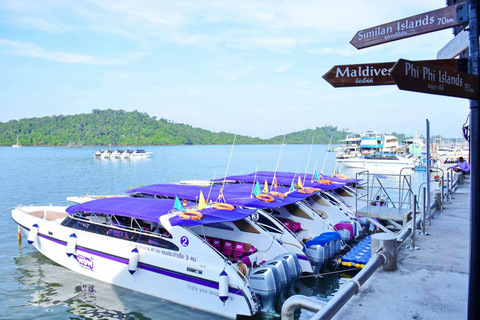 Phuket: Dagstur med motorbåt till Surinöarna med snorklingTransfer tur och retur från/till Phuket