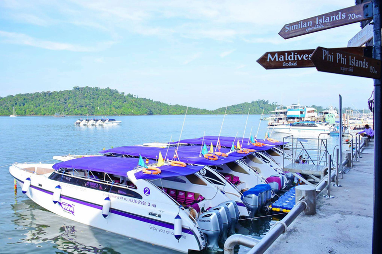 Phuket: Viagem de 1 dia em lancha rápida para as Ilhas Surin com mergulho com snorkelTraslado de ida e volta de/para Phuket