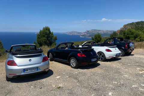 Marsylia: Cassis La Ciotat Tour Beetle VW automatyczna wypożyczalniaconduisez une VW du port croisière Marseille Cassis laciotat