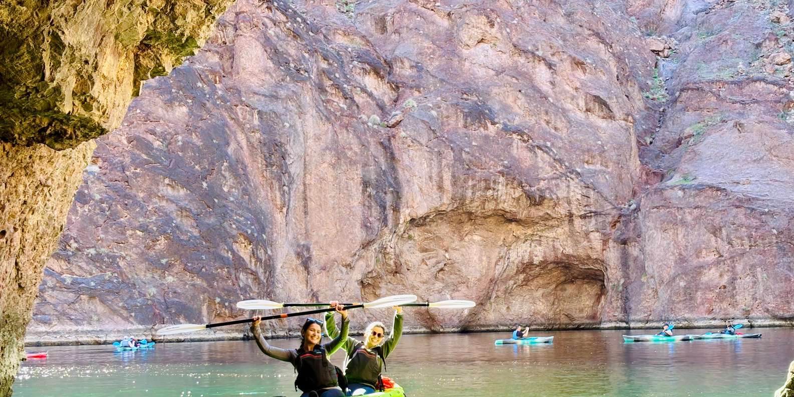 Inside Emerald Cave — emerald green water glow, Colorado River