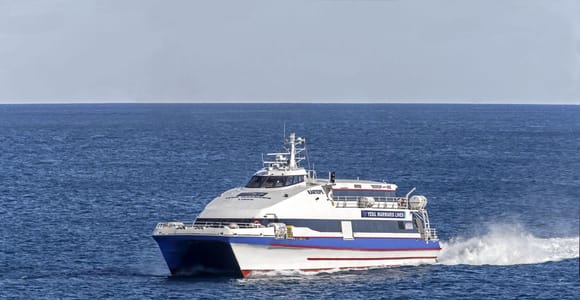 A passenger ferry at the harbour between Marmaris and Rhodes